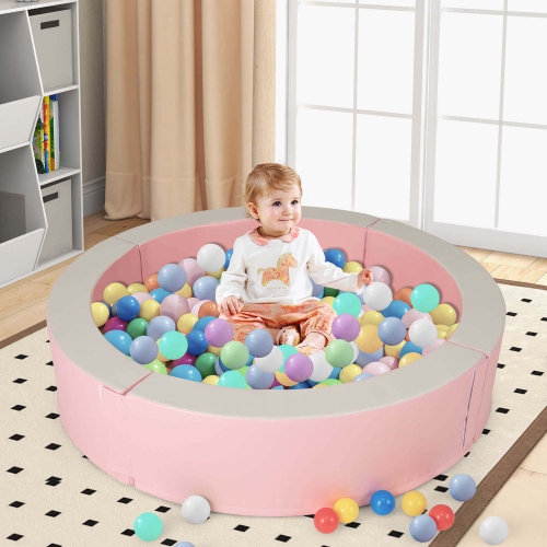 Costway 44.5" x 10" Baby Ball Pit Detachable Foam Ball Pit with 50 Colorful Ocean Balls Blue/Pink