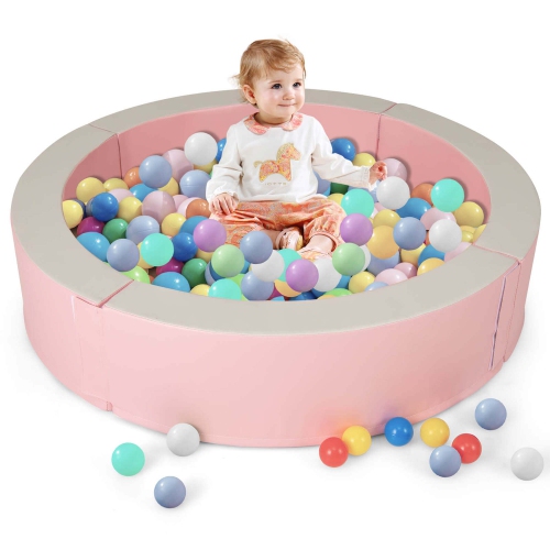 Costway 44.5" x 10" Baby Ball Pit Detachable Foam Ball Pit with 50 Colorful Ocean Balls Blue/Pink