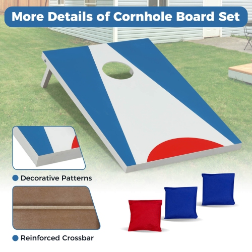 Costway 3 x 2 FT Cornhole Board Set with Foldable Legs & Side Handle 8 Bean Bags Included