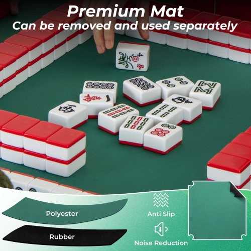 Costway 35" Folding Mahjong Table with Cup Holders & Smooth Felt Mat Carrying Handle Green/Red/Blue/Multicolor