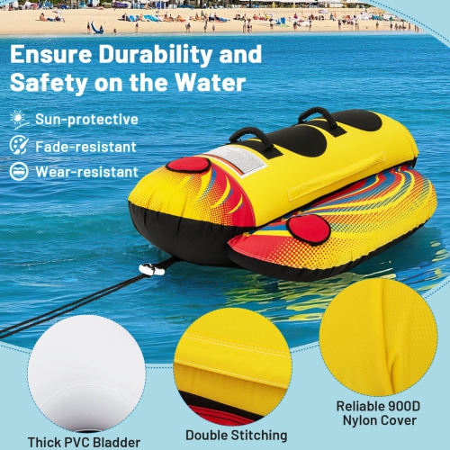 Costway 2 Person Inflatable Banana Boat with Boating & Water Sports 2 EVA-padded Seats