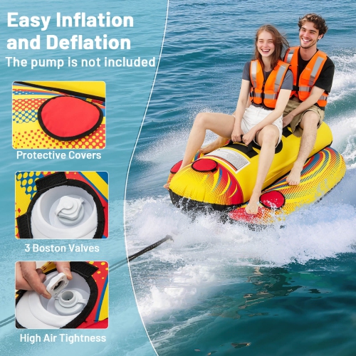 Costway 2 Person Inflatable Banana Boat with Boating & Water Sports 2 EVA-padded Seats