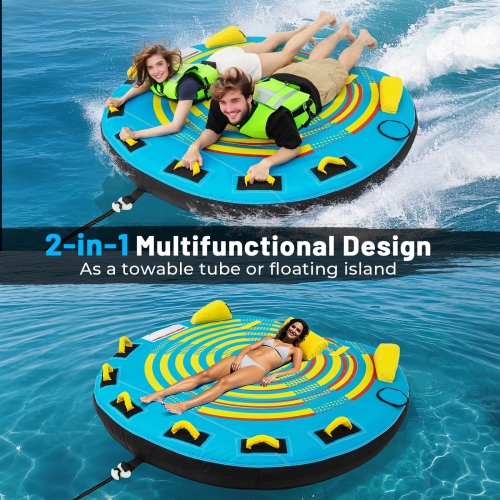 Costway Towable Tube for Boating 1-3 Person Inflatable Boat Tube for Youth & Adult