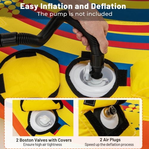 Costway Towable Tube for Boating 1 or 2 Person Inflatable Boat Tube for Youth & Adult Yellow