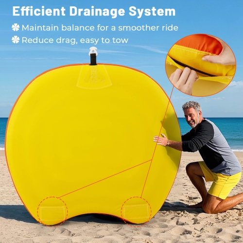 Costway Towable Tube for Boating 1 or 2 Person Inflatable Boat Tube for Youth & Adult Yellow