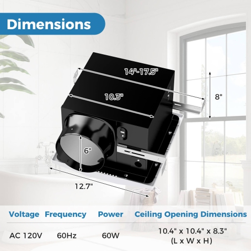 Costway 50/80/110 CFM Ceiling Mount Exhaust Ventilation Fan with Pick-A-Flow 4 Inches Duct