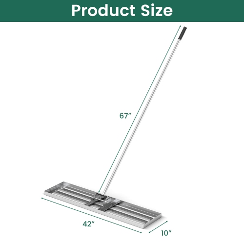Costway Lawn Leveling Rake 42" x 10" Heavy Duty Level Lawn Tool for Garden Backyard/Lawn Green/Black/Silver