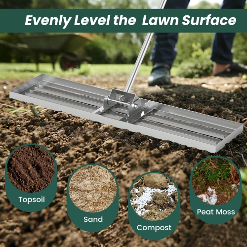 Costway Lawn Leveling Rake 42" x 10" Heavy Duty Level Lawn Tool for Garden Backyard/Lawn Green/Black/Silver