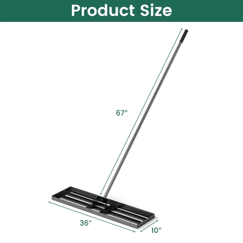 Costway Lawn Leveling Rake 36" x 10" Heavy Duty Level Lawn Tool for Garden Backyard/Lawn Green/Black/Silver