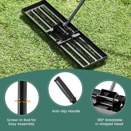 Costway Lawn Leveling Rake 36" x 10" Heavy Duty Level Lawn Tool for Garden Backyard/Lawn Green/Black/Silver