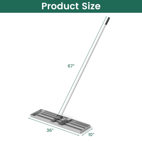 Costway Lawn Leveling Rake 36" x 10" Heavy Duty Level Lawn Tool for Garden Backyard/Lawn Green/Black/Silver