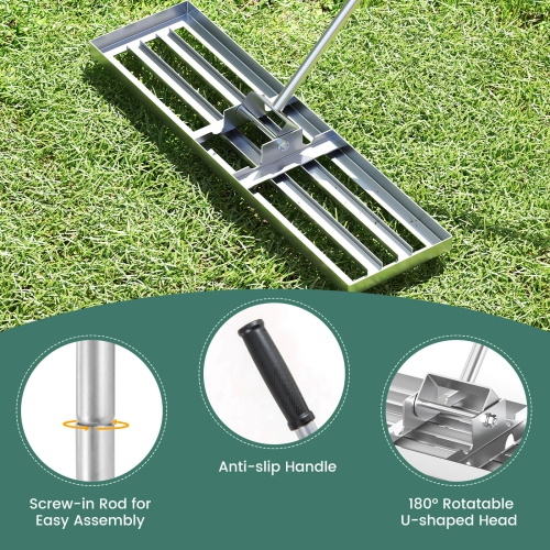 Costway Lawn Leveling Rake 36" x 10" Heavy Duty Level Lawn Tool for Garden Backyard/Lawn Green/Black/Silver