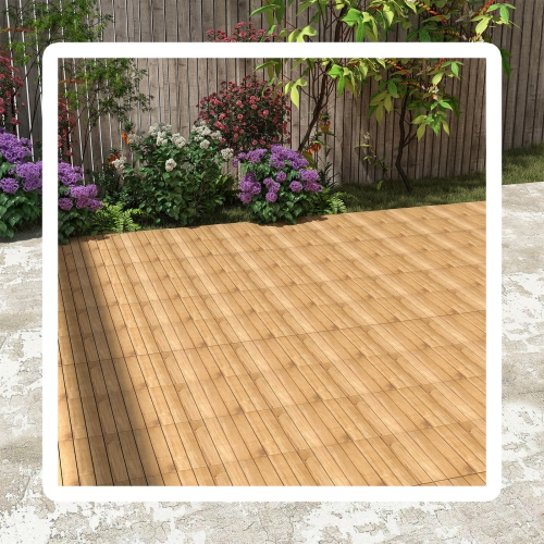 Costway 30 PCS Acacia Wood Flooring Tiles 12" x 12" Snap-in-place Patio Tiles for Porch