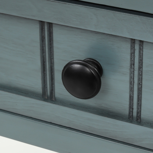 Console étroite Kepooman avec trois tiroirs de rangement et tablette inférieure pour entrée et salon - Bleu marine