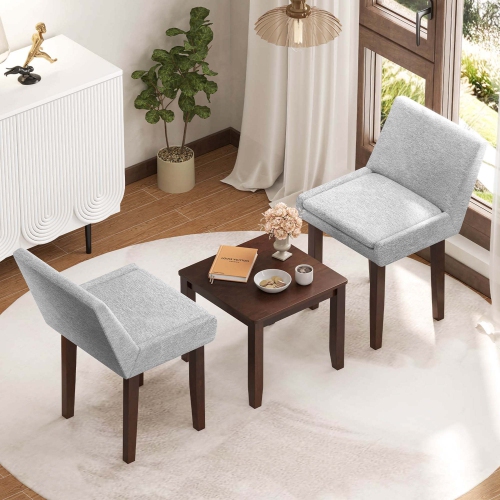 Costway 3 PCS Accent Table & Chair Set Modern Upholstered Fabric Side Leisure Chair