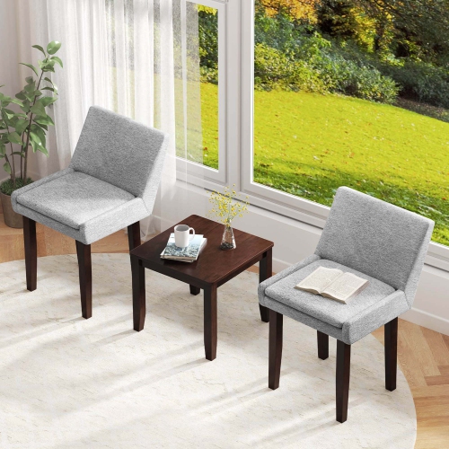 Costway 3 PCS Accent Table & Chair Set Modern Upholstered Fabric Side Leisure Chair
