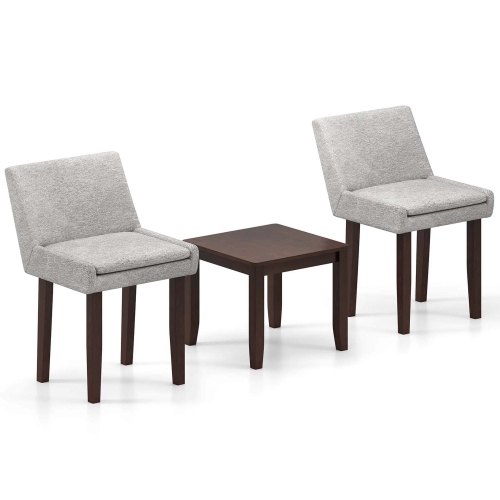 Costway 3 PCS Accent Table & Chair Set Modern Upholstered Fabric Side Leisure Chair