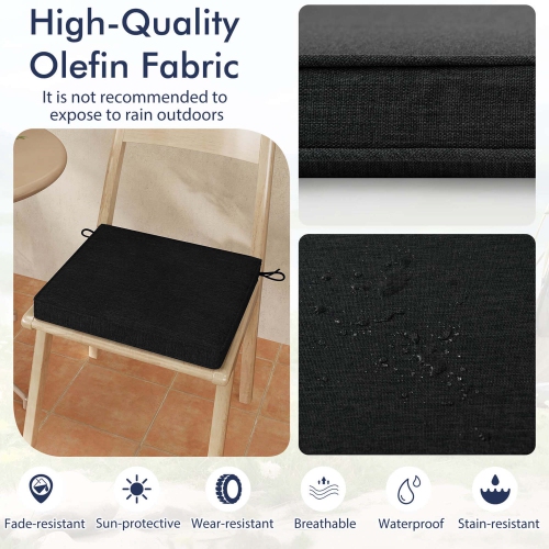 Costway Outdoor Chair Cushion Set of 2/4/6 Waterproof Fade-Resistant Olefin Seat Cushions Brown/Navy/Gray/Black