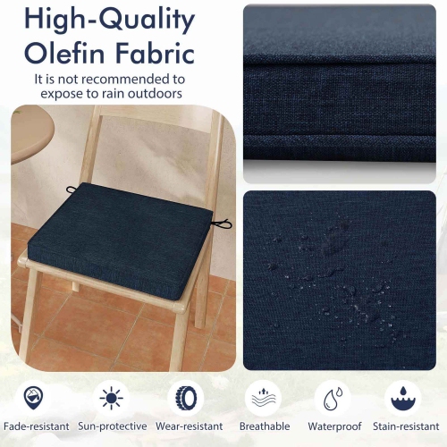 Costway Outdoor Chair Cushion Set of 2/4/6 Waterproof Fade-Resistant Olefin Seat Cushions Brown/Navy/Gray/Black