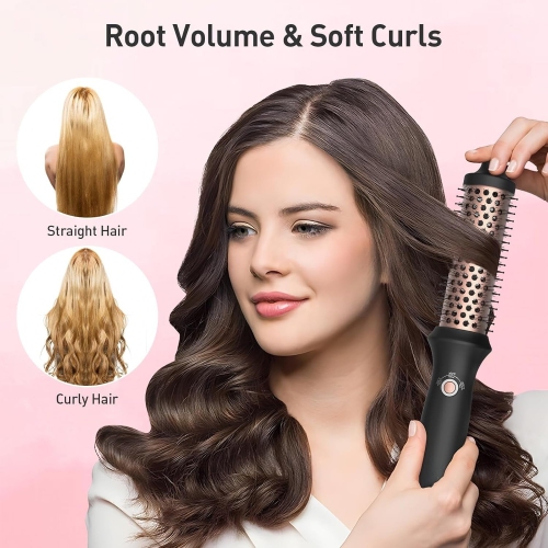 Curling Iron Brush for Blowout Look,Ionic Heated Round Brush,Thermal Round Brush,Negative Ion Hair Straightening Hot Brush
