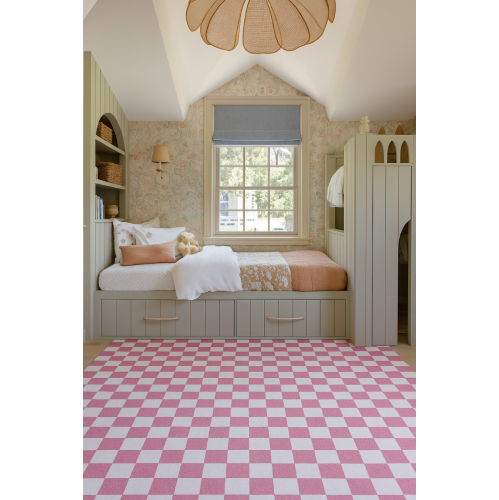 Rug Branch Metro Checkered Blush Non-Toxic, Child and Pet Safe - Indoor Area Rug for Kids, Pink - Playroom, Nursery, and Children Bedroom