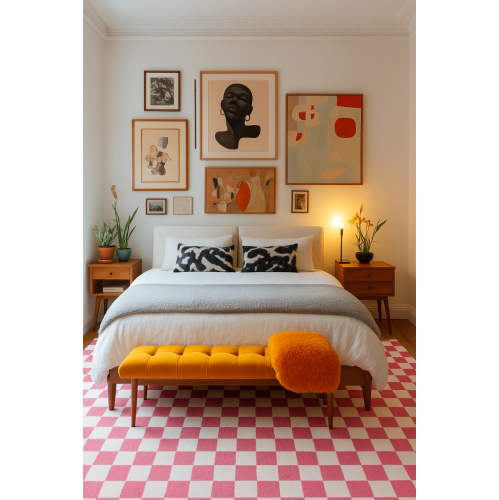 Rug Branch Metro Checkered Blush Non-Toxic, Child and Pet Safe - Indoor Area Rug for Kids, Pink - Playroom, Nursery, and Children Bedroom