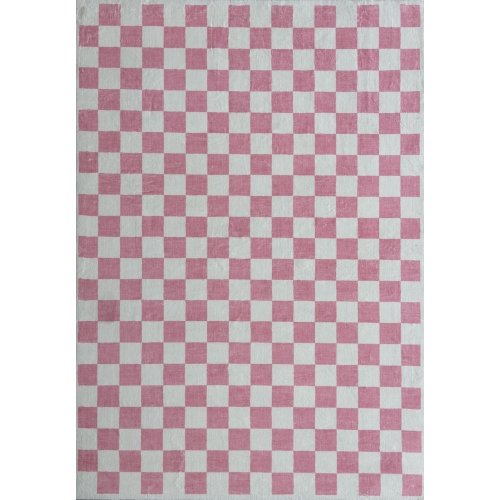 RUG BRANCH  Jaque Modern Checkered Pink/white Kids Area Rug