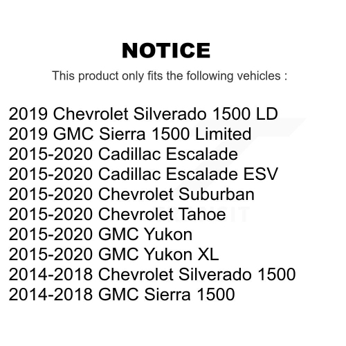 Paire d'embouts de biellette de direction extérieure avant pour Chevrolet Sierra 1500 Silverado Tahoe Yukon Cadillac K72-101605 de GMC