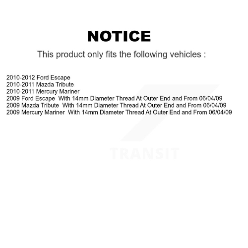 Front Tie Rod End Kit For Ford Escape Mazda Tribute Mercury Mariner K72-101616