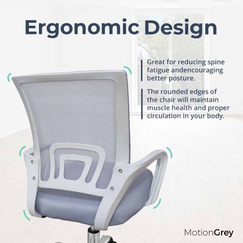 MotionGrey MC1 Ergonomic Breathable Mesh High Office Chair - Comfortable Computer Task Desk Chairs for Home Gaming and Executive Commercial Office -
