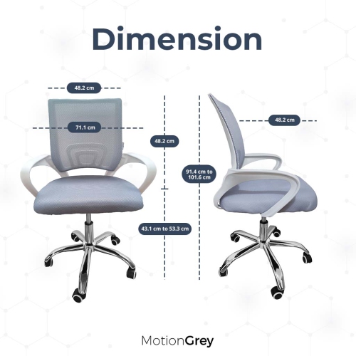MotionGrey MC1 Ergonomic Breathable Mesh High Office Chair - Comfortable Computer Task Desk Chairs for Home Gaming and Executive Commercial Office -