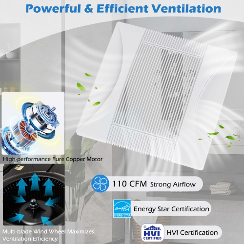 Ventilateur d'évacuation de salle de bain de Costway, 110 pi3/min, ventilateur de plafond