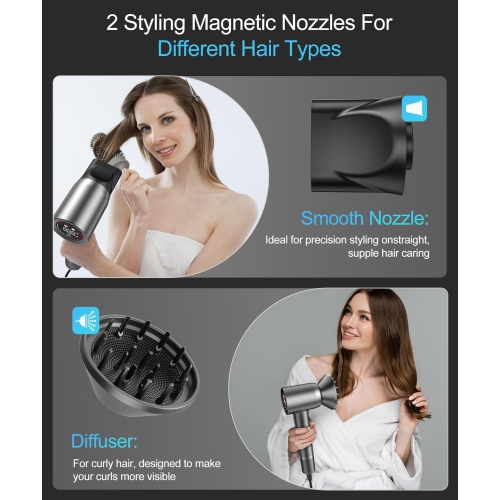 Sécheuse ionique négative Cosy Companions avec moteur sans balais haute vitesse 150000&nbsp;tr/min pour un séchage rapide