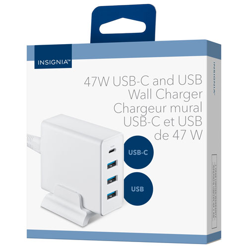 Chargeur mural à 4 ports USB-A/USB-C 47W d'Insignia - Blanc - Exclusivité de Best Buy
