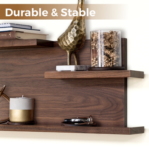 Straga 23" Walnut 3-Tier Floating Shelf - Solid Wood Organizer for Bathroom, Kitchen, Bedroom - Made in Canada 07