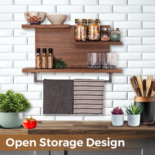 Straga Handmade 23" Mahogany 3-Tier Shelf w/18" Towel Bar - Solid Wood Floating Organizer for Bathroom, Kitchen, Bedroom - Made in Canada 03