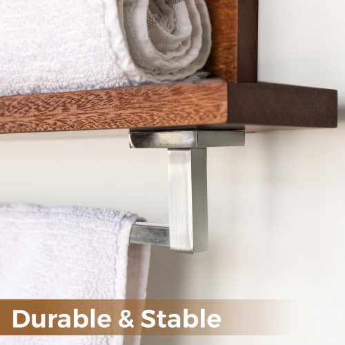 Straga Handmade 23" Mahogany 3-Tier Shelf w/18" Towel Bar - Solid Wood Floating Organizer for Bathroom, Kitchen, Bedroom - Made in Canada 03