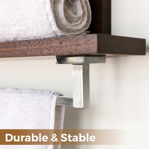 Straga 23" Walnut 3-Tier Shelf w/18" Towel Bar - Floating Organizer for Bathroom, Kitchen, Bedroom - Made in Canada 03