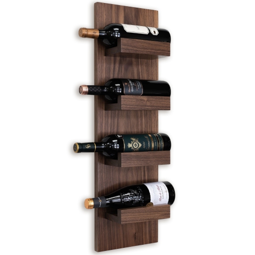 STRAGA  Solid Walnut Wine Rack - Wall Mounted Rustic Shelf for 6 Bottles - Modern Home Decor - 13