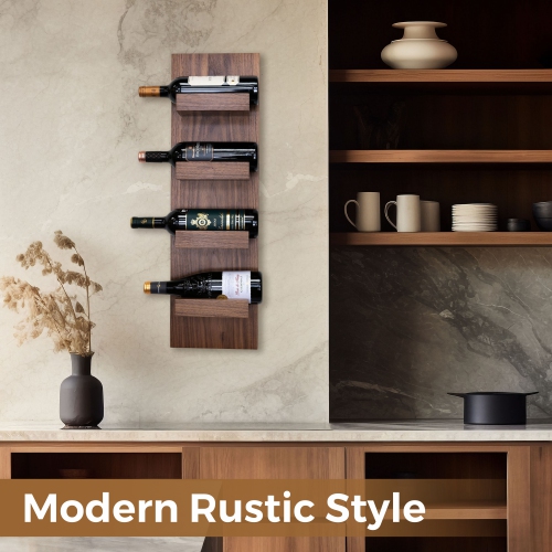 Straga Solid Walnut Wine Rack - Wall Mounted Rustic Shelf for 6 Bottles - Modern Home Decor - Made in Canada 13