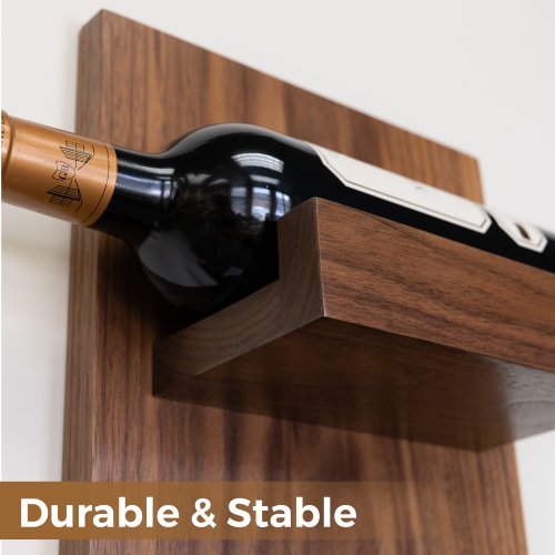 Straga Solid Walnut Wine Rack - Wall Mounted Rustic Shelf for 6 Bottles - Modern Home Decor - Made in Canada 13