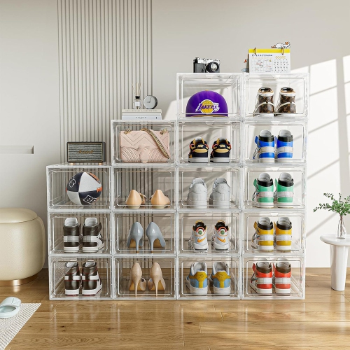 axGear Shoe Box Stackable Storage Super Clear Transparent Collapsible Display 1 Box