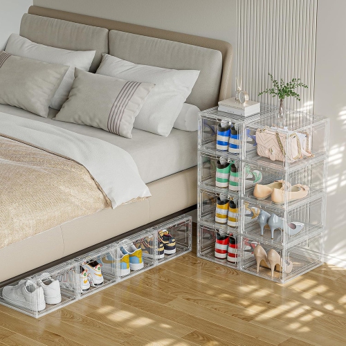 axGear Shoe Box Stackable Storage Super Clear Transparent Collapsible Display 1 Box