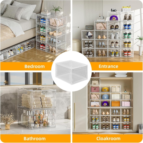 axGear Shoe Box Stackable Storage Super Clear Transparent Collapsible Display 1 Box