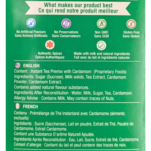 Thé chai latté instantané Senso Cardamom - Paquet de 3 (total de 30 bâtonnets)