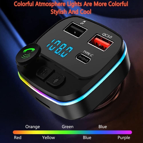Émetteur FM Bluetooth pour l'auto d'AxGear; USB de type C; Recharge PD; Lecteur MP3 TF