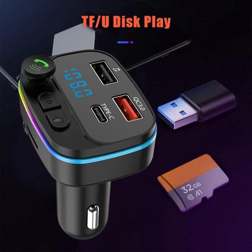 Émetteur FM Bluetooth pour l'auto d'AxGear; USB de type C; Recharge PD; Lecteur MP3 TF