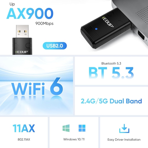 axGear USB WiFi 6 Adapter Bluetooth 5.3 Dongle Dual Band Wireless Network Card