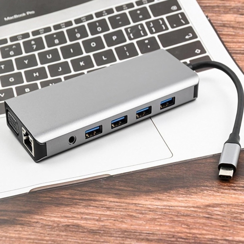 axGear USB Type C Dual HDMI VGA Adapter Card Reader USB 3.0 HUB Screen Mirror