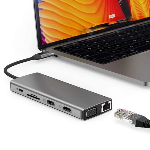 axGear USB Type C Dual HDMI VGA Adapter Card Reader USB 3.0 HUB Screen Mirror